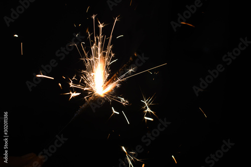 Beautiful fire crackers sparkler in diwali festival celebration