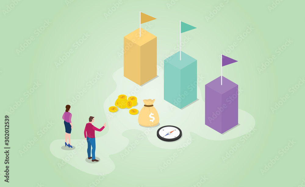 professional target choice decision making with isometric modern flat style - vector professional target choice decision making with isometric modern flat style - vector