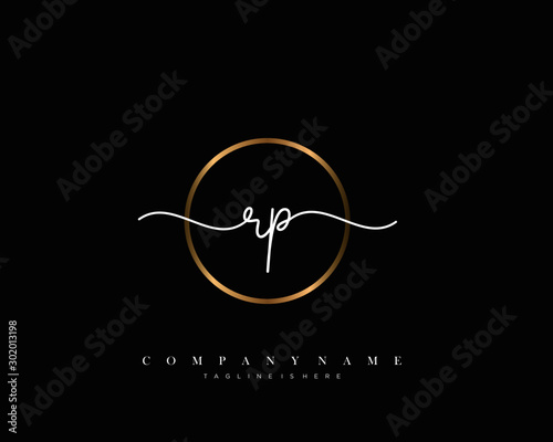 RP initial handwriting logo template vector.