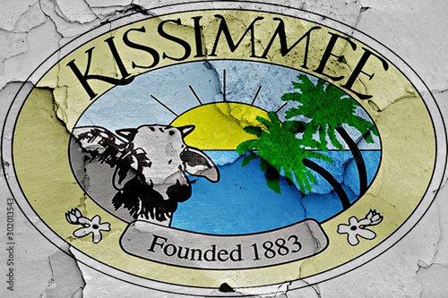 flag of Kissimmee painted on cracked wall photo
