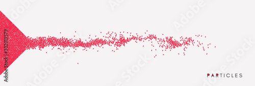 Array with dynamic emitted particles. Background with flowing cells. 3d vector illustration.