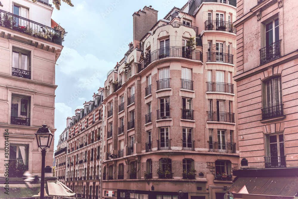 Elegant buildings in Montmartre neighborhood