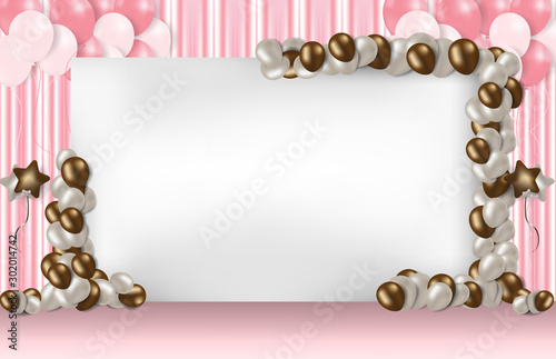 abstract background of balloons and backdrop wedding party scene