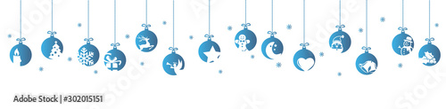 collection of hanging baubles with christmas icons