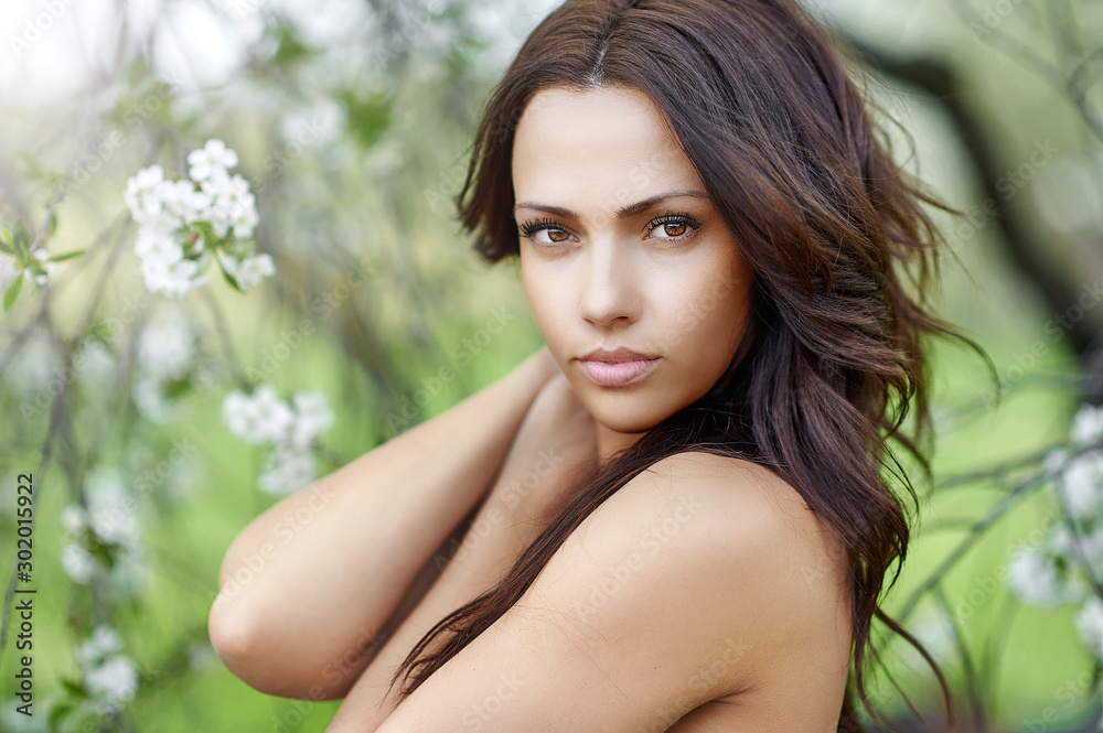 Beautiful woman face with perfect skin - close up portrait