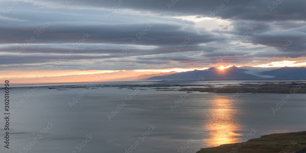 Sunset Over the Bay in Southern Iceland