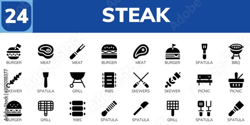 steak icon set