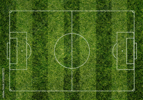 Football field with markings - top view.