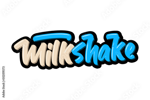 Milkshake hand drawn modern brush lettering. Vector illustration logo text for business, print and advertising
