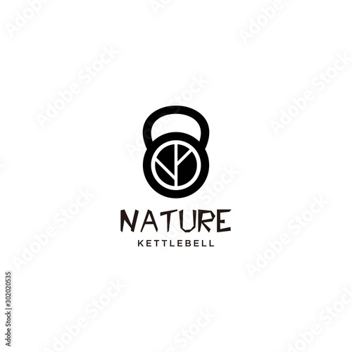 Creative logo design of leaf and kettlebell with white background - EPS10 - Vector.