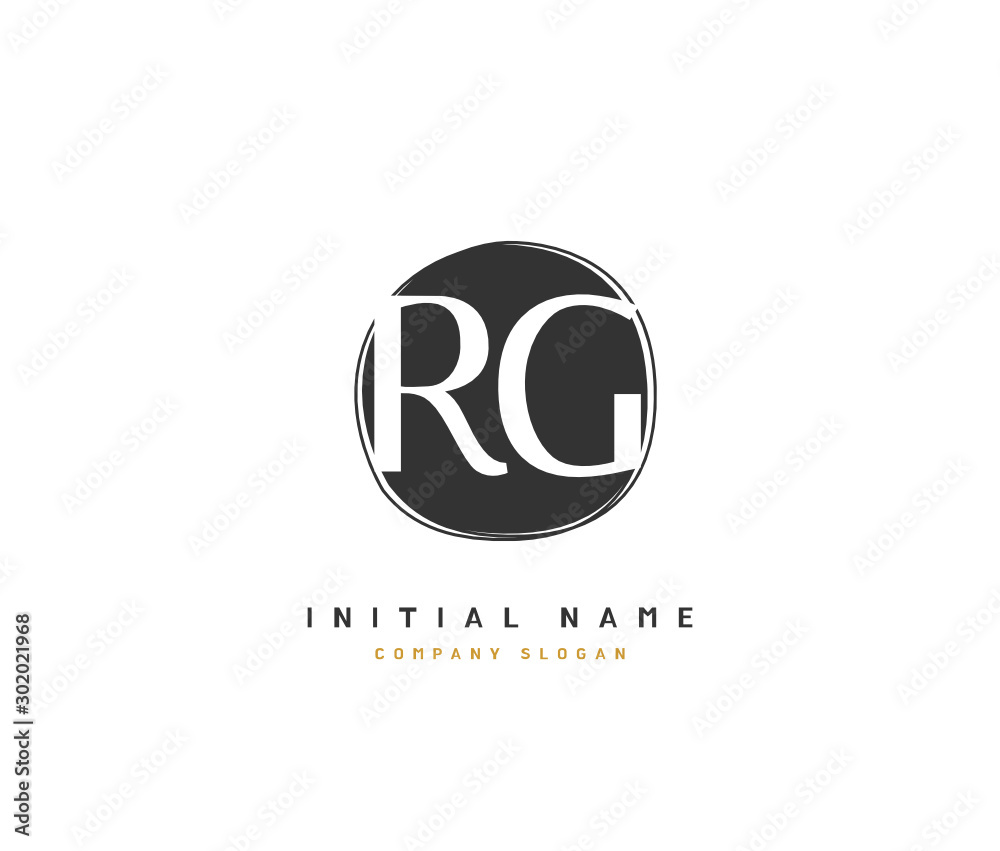 Fototapeta premium R G RG Beauty vector initial logo, handwriting logo of initial signature, wedding, fashion, jewerly, boutique, floral and botanical with creative template for any company or business.