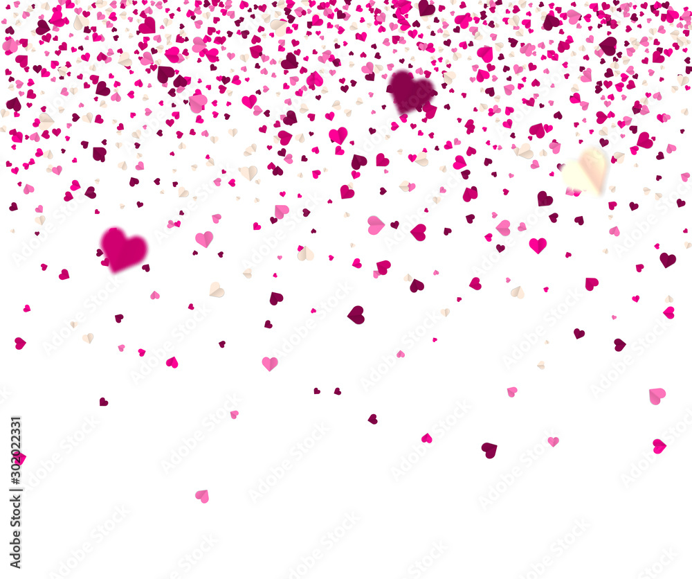 Confetti of hearts on a white background. Valentine's Day. Vector holiday illustration. EPS 10