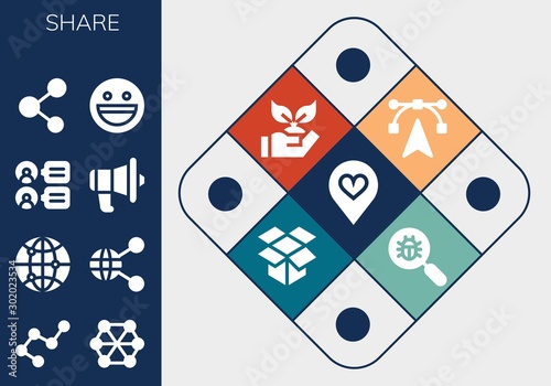 Modern Simple Set of share Vector filled Icons