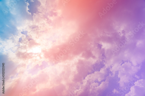 Abstract Colorful sky and cloud cover the sun light with pink and blue tone bckground