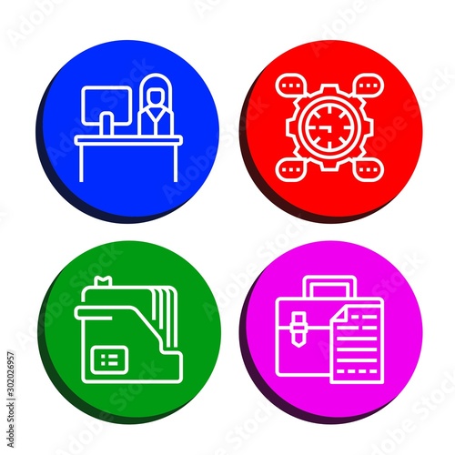 Set of portfolio icons such as Reception, Development, Document, Briefcase , portfolio