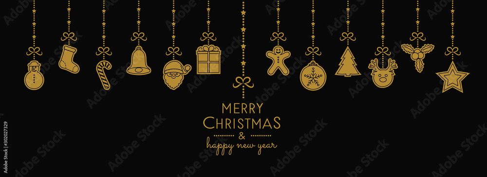 Christmas decoration with hanging elements. Vector.