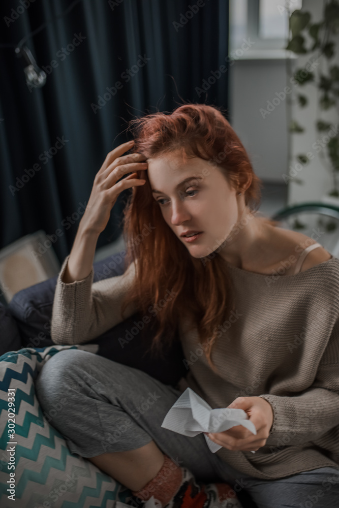 sick woman in home sick woman in home