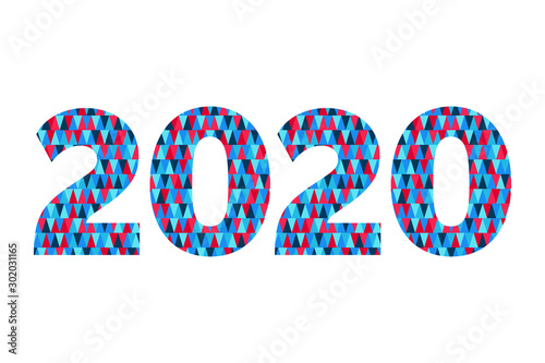 2020 icon. Happy New Year triangle illustration for decoration, celebration, event. Vector pattern