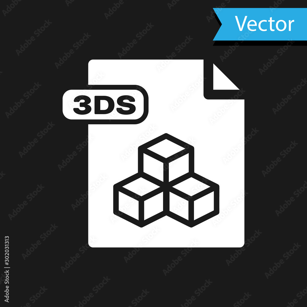 White 3DS file document. Download 3ds button icon isolated on black  background. 3DS file symbol. Vector Illustration vector de Stock | Adobe  Stock