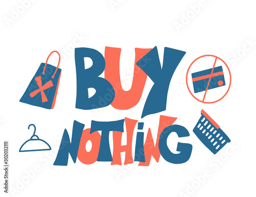 Buy nothing day text. Vector color emblem.