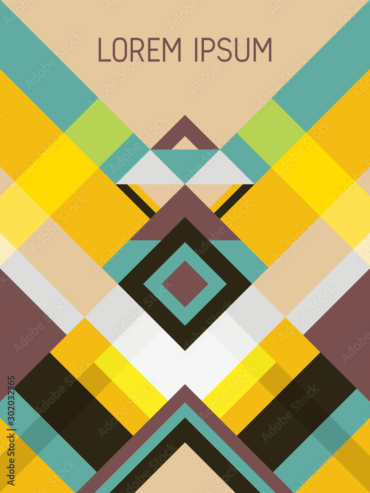 Cover page layout vector template geometric design with triangles and stripes pattern. Cover page layout vector template geometric design with triangles and stripes pattern.