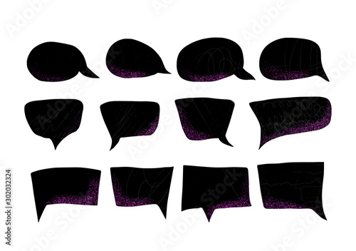 Speech bubbles hand drawn set. Vector illustration