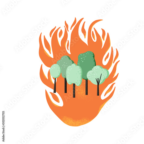Forest fire concept. Wildfire sign. Vector design.