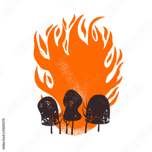 Forest fire concept. Wildfire sign. Vector design.