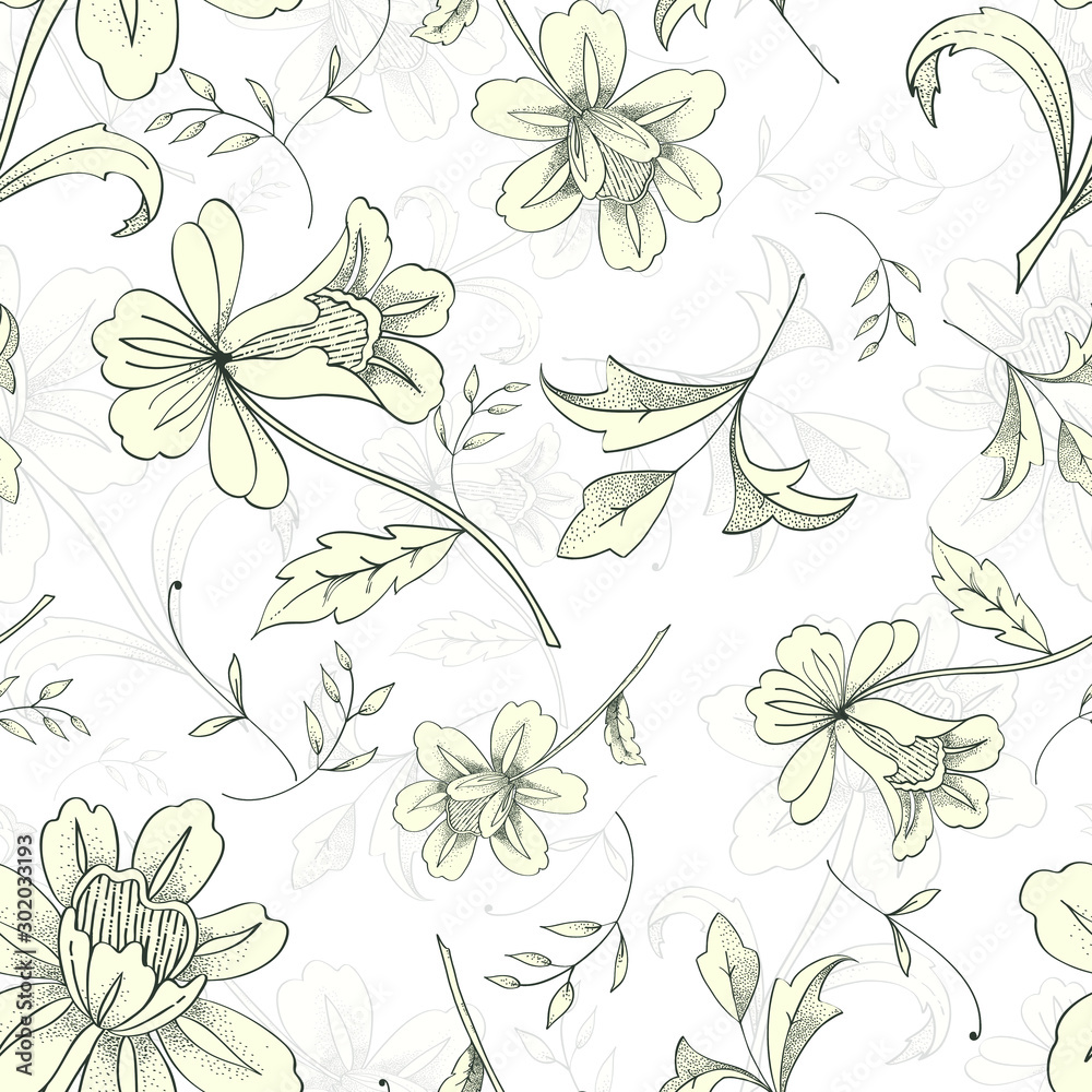 Romantic seamless floral pattern with flowers