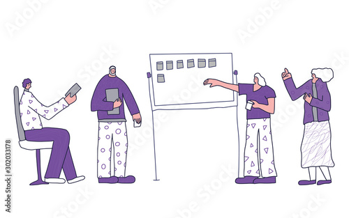 Office team lifestyle. Vector people at work.
