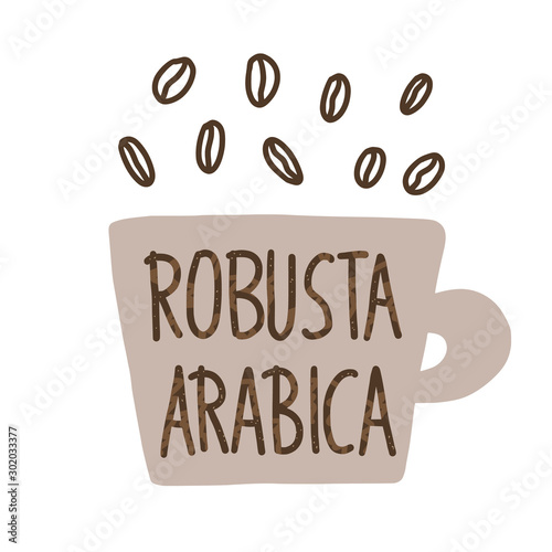 Coffe blend sorts vector. Robusta and arabica.