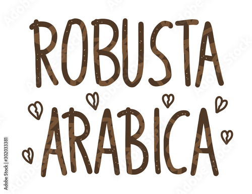 Coffe blend sorts vector. Robusta and arabica.