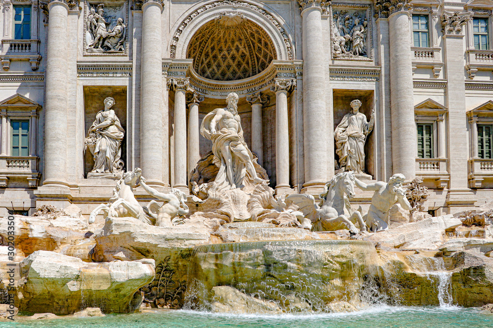 The Fontana di Trevi (Trevi Fountain) is one of the most famous landmarks in  Rome, Italy