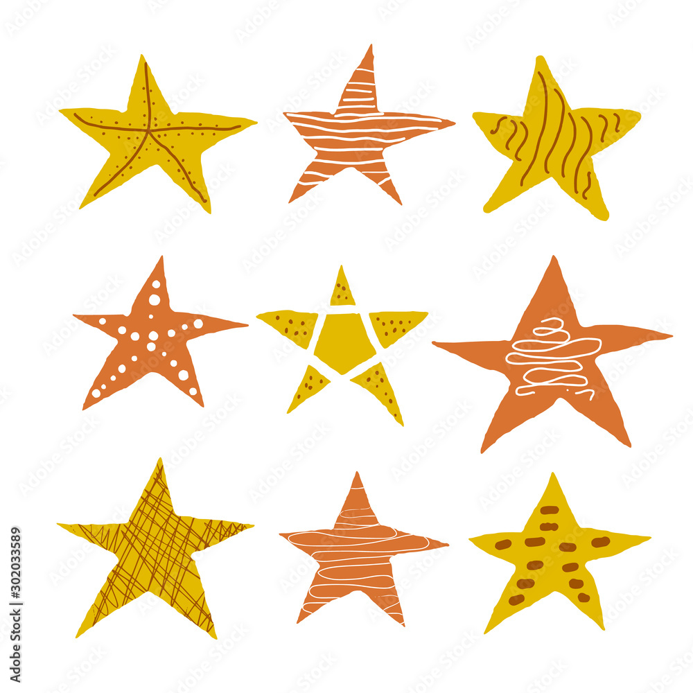 Stars set in doodle style. Vector illustartion. Stars set in doodle style. Vector illustartion.