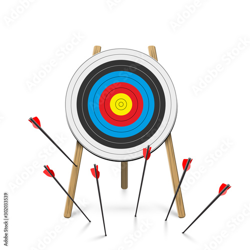 Flat arrows missed hitting target cartoon mark