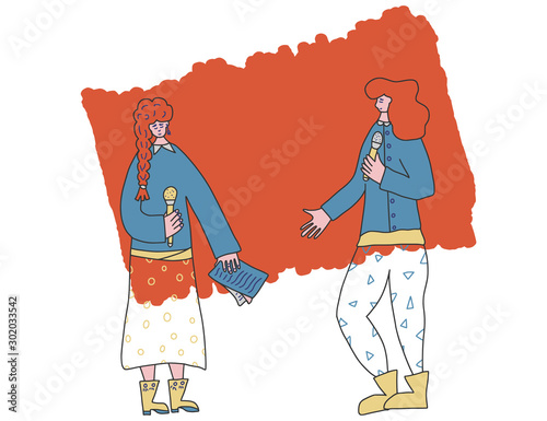 Cute woman speakers group Orators vector character