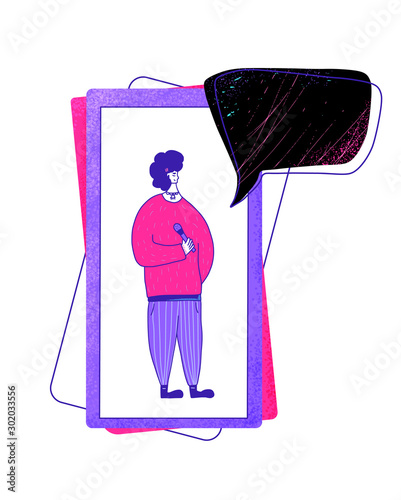 Cute woman speakers group Orators vector character