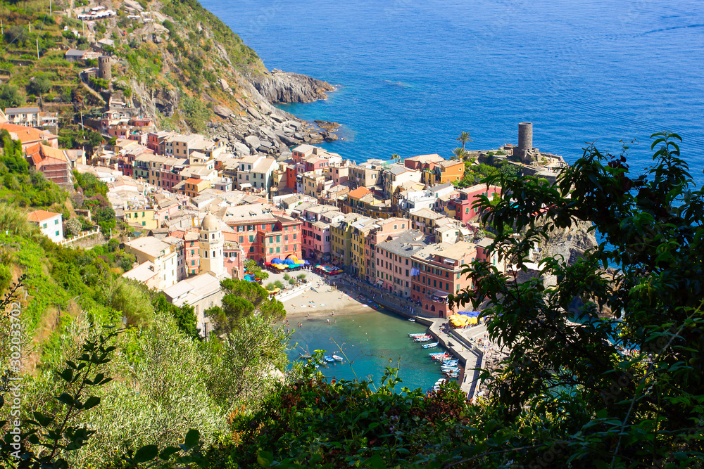 Vernazza. It is one of the five famous colorful villages of the Cinque Terre National Park in Italy. Liguria