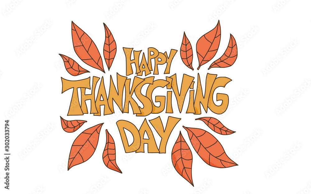 Happy thanksgiving day hand drawn vector quote.