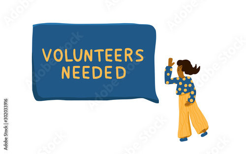 Volunteers hands up concept. Vector simple design