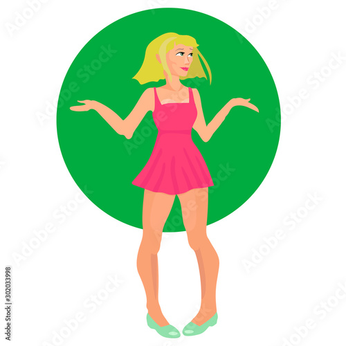 girl makes a helpless gesture, misunderstanding and disinterest