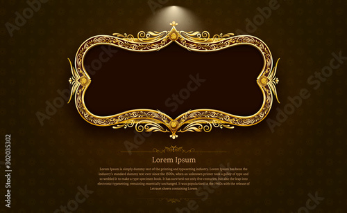 gold frame circle border picture and pattern gold thai art Thai art