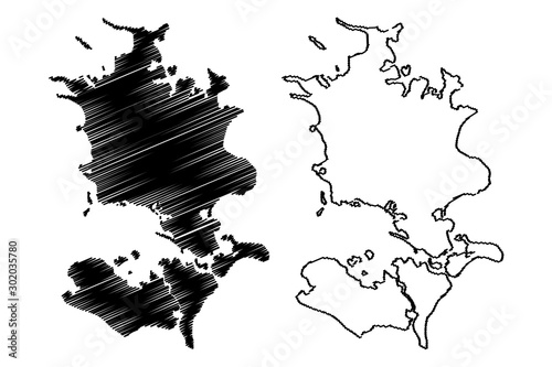 Region Zealand (Kingdom of Denmark) map vector illustration, scribble sketch Sjalland map photo