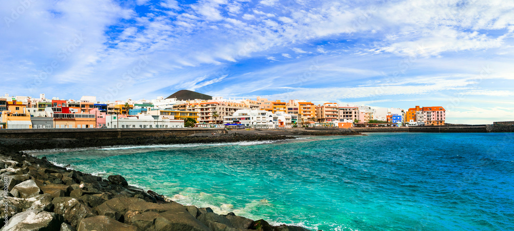 Tenerife travel - tranquil pictusresque coastal town Puertito de Guimar, Canary islands