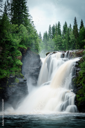 Waterfall "Storfossen" in the river Forra in Stjørdal near Trondheim. Norway