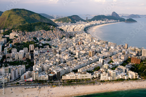 Aerial view over the beaches and neighbourhoods of Rio de Janeiro