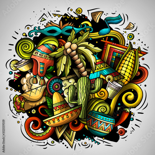 Cartoon doodles Latin America illustration