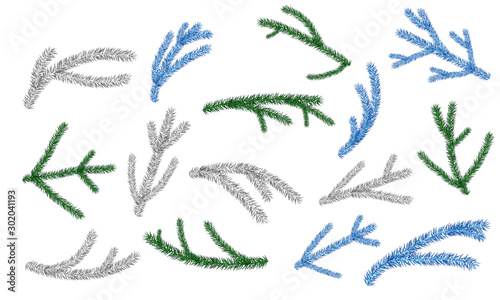 Set of various color vector christmas branches