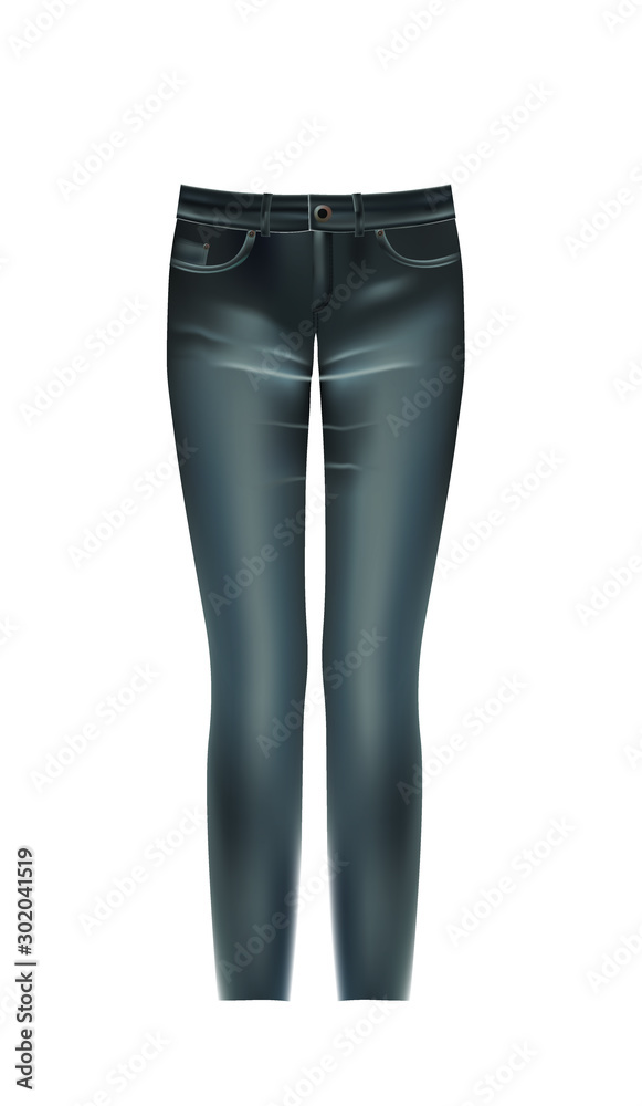 Black washed jeans on white background, vector Black washed jeans on white background, vector