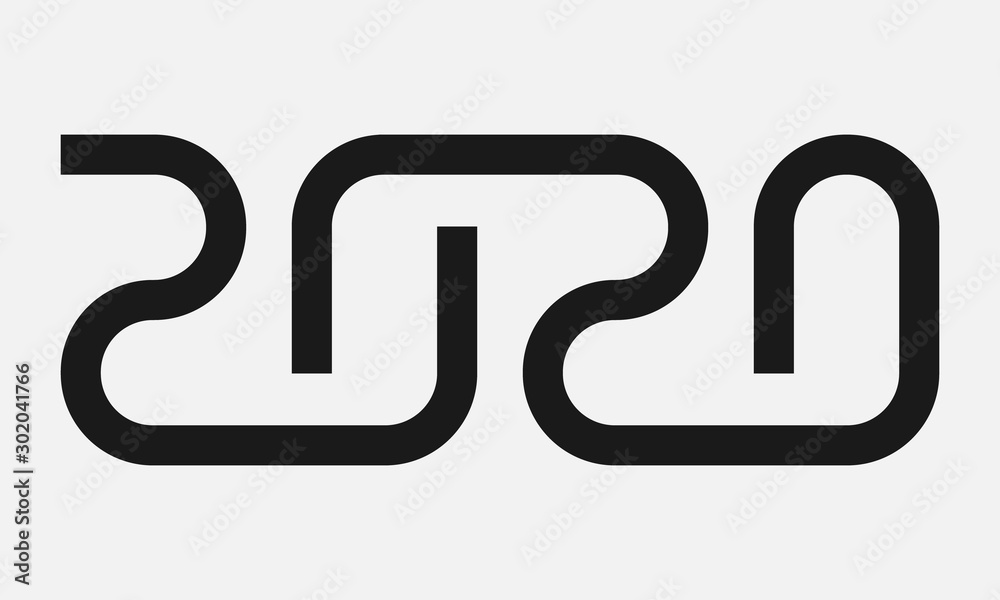 2020 sign flat black and white vector icon. 2020 sign flat black and white vector icon.